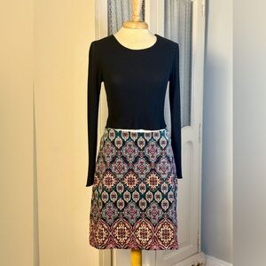 Loft Boho Kaleidoscope Psychedelic Print on Cotton Corduroy A-Line Mini Skirt